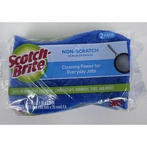 Scotch-Brite Non-Scratch Scrub Sponges Blue 2 Pack Cleaning Sponge Set Kitchen